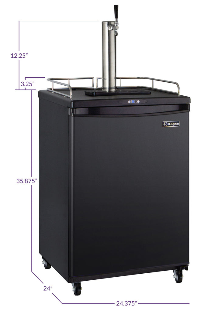 Kegco 24" Wide Cold Brew Coffee Single Tap Black Commercial/Residential Kegerator - ICZ163B-1NK