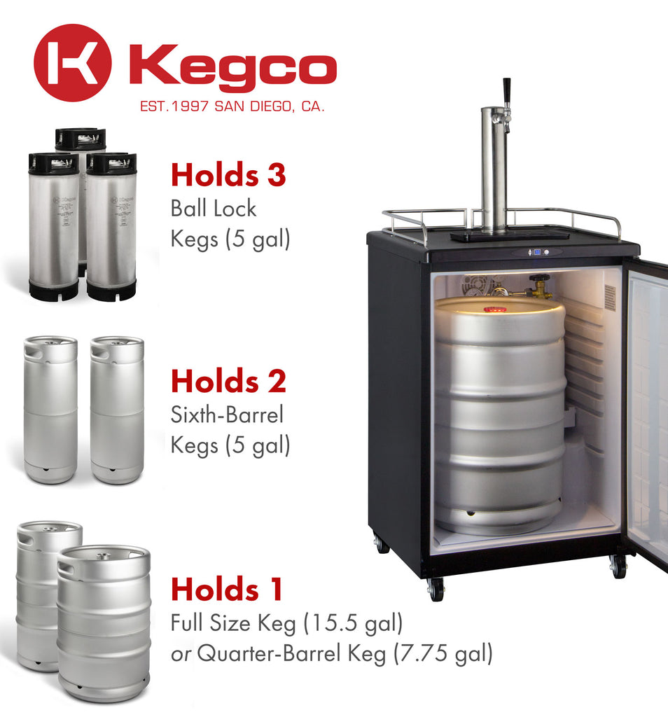 Kegco 24" Wide Single Tap Stainless Steel Commercial/Residential Kegerator - Z163S-1NK