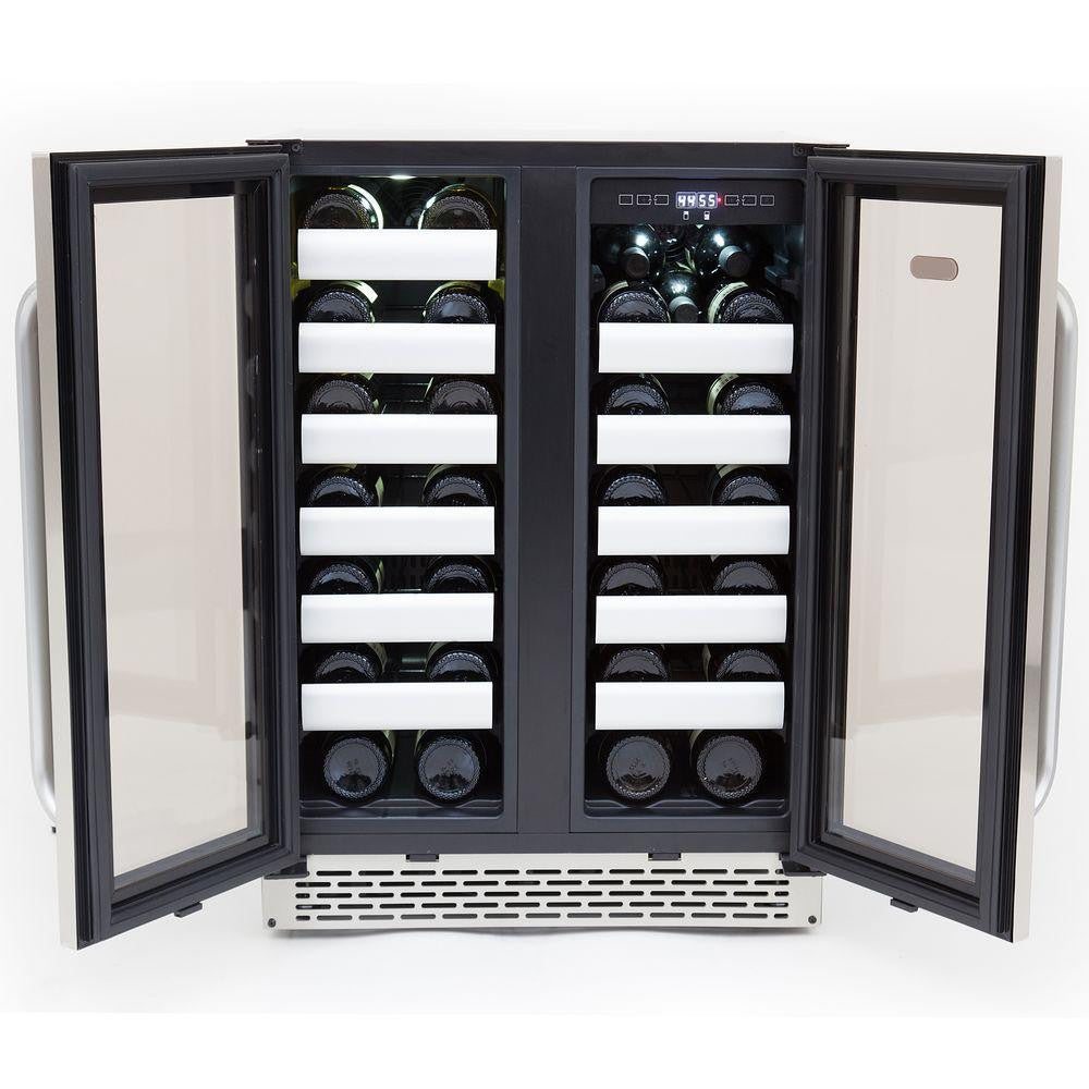 Whynter Elite 40-Bottle Seamless Stainless Steel Door Dual Zone Built-In Wine Refrigerator - Wine Cooler City