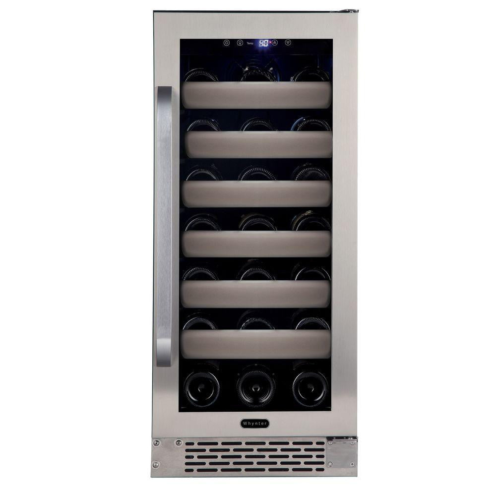 Whynter Elite 33-Bottle Seamless Stainless Steel Door Single Zone Built-in Wine Refrigerator - Wine Cooler City