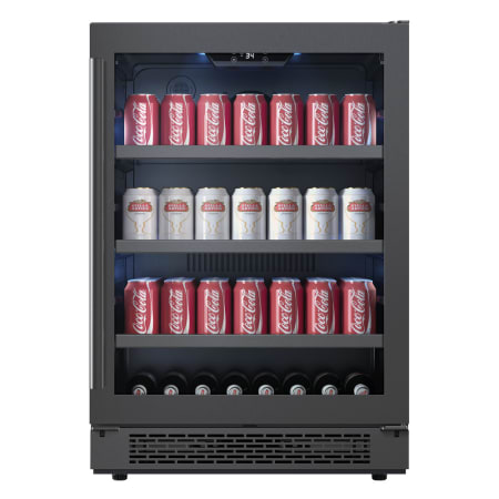 Avallon 24 Inch Wide 140 Can Energy Efficient Beverage Center with LED Lighting, Double Pane Glass, Touch Control Panel and Right Swing Door - ABR241BLSS