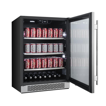 Avallon 24 Inch Wide 140 Can Energy Efficient Beverage Center with LED Lighting, Double Pane Glass, Touch Control Panel and Right Swing Door - ABR241BLSS