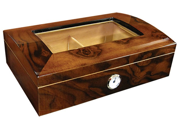 Prestige Import Group 40 Ct Walnut Burl Gloss Finish w/Arc Top & Beveled Glass - Addison