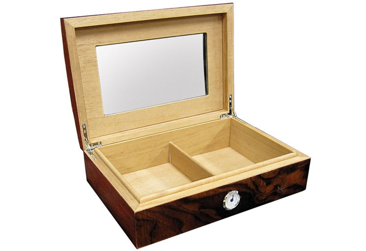 Prestige Import Group 40 Ct Walnut Burl Gloss Finish w/Arc Top & Beveled Glass - Addison