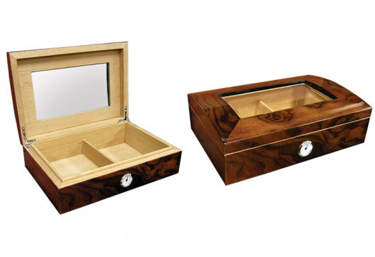 Prestige Import Group 40 Ct Walnut Burl Gloss Finish w/Arc Top & Beveled Glass - Addison