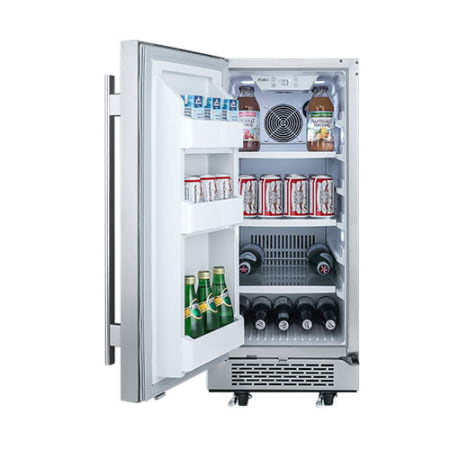 Avallon 15 Inch Wide 3.3 Cu.Ft. Energy Efficient Outdoor Approved Beverage Center with LED Lighting - AFR151SSODLH - Wine Cooler City