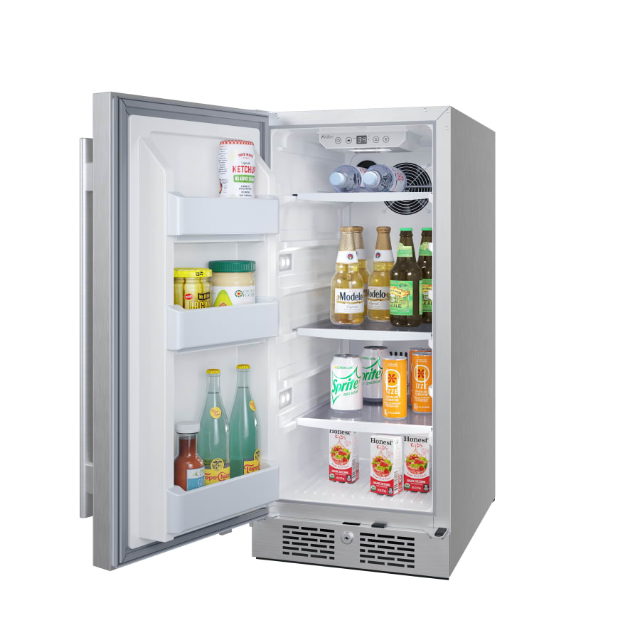 Avallon 15 Inch Wide 3.3 Cu. Ft. Outdoor Compact Refrigerator with LED Lighting and Left Swing Door Model:AFR152SSODLH