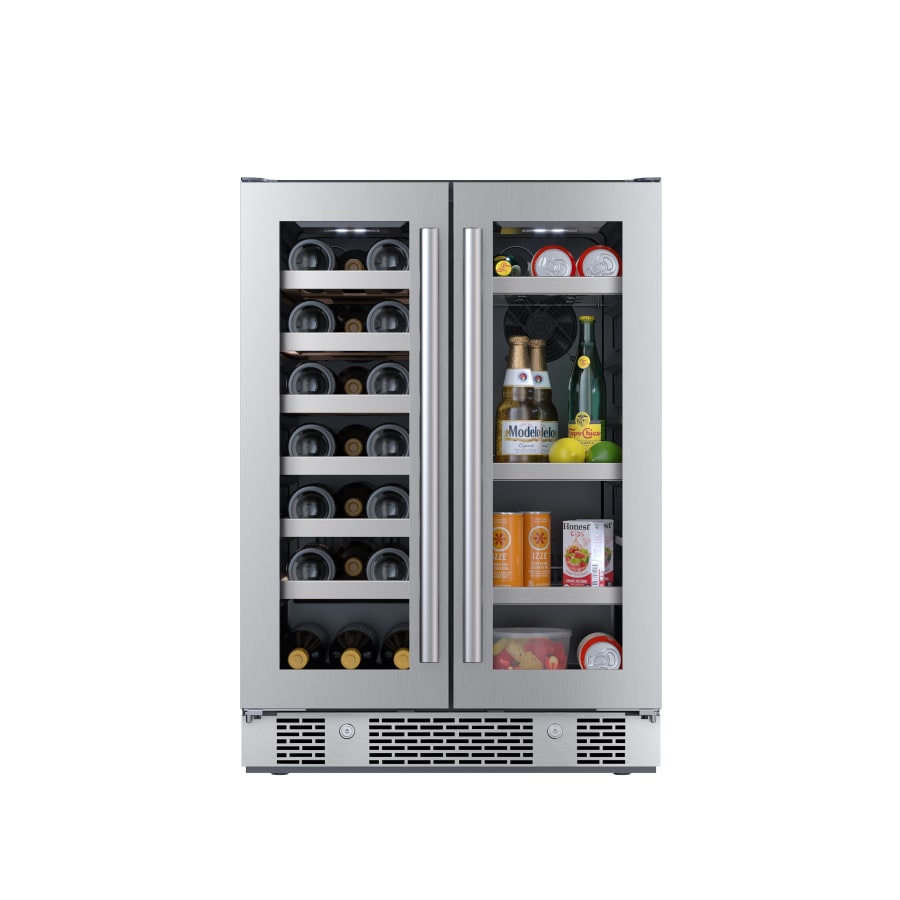 Avallon 24 Inch Wide 21 Bottle Capacity and 64 Can Capacity Beverage Center with LED Lighting and Double Pane Glass - AWBC242GGFD