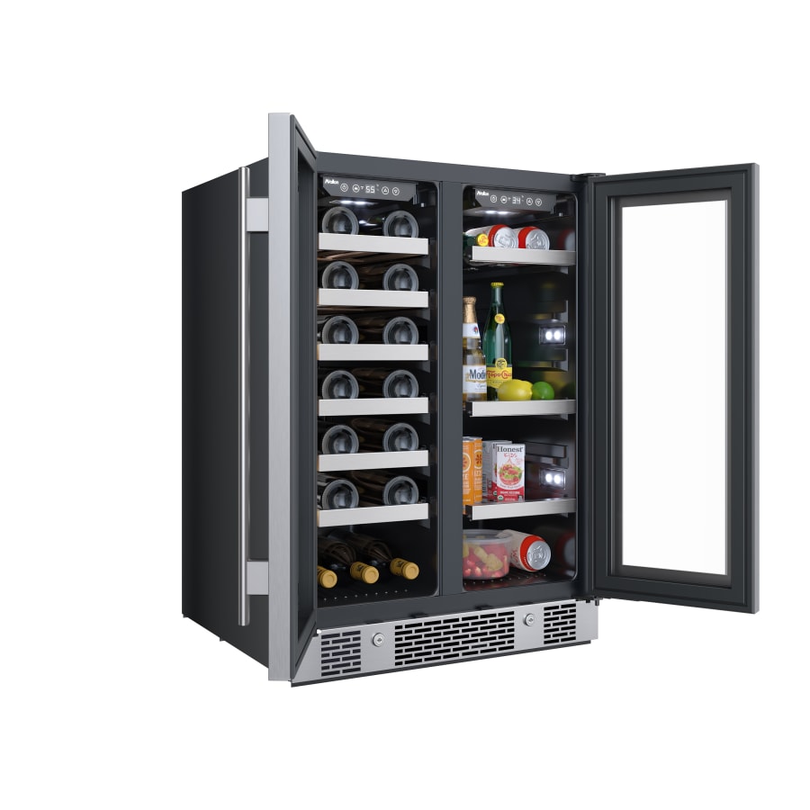 Avallon 24 Inch Wide 21 Bottle Capacity and 64 Can Capacity Beverage Center with LED Lighting and Double Pane Glass - AWBC242GGFD