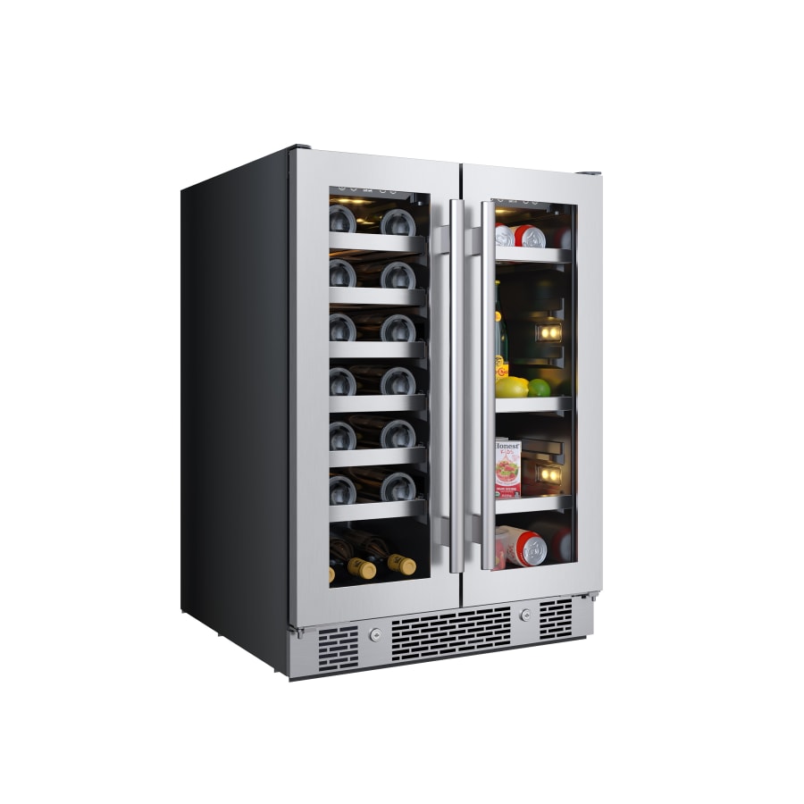 Avallon 24 Inch Wide 21 Bottle Capacity and 64 Can Capacity Beverage Center with LED Lighting and Double Pane Glass - AWBC242GGFD