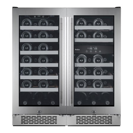 Avallon Built-In 30 Inch Wide 50 Bottle Capacity Wine Cooler with Door Locks and 3 Cooling Zones - AWC151SZDZDUAL