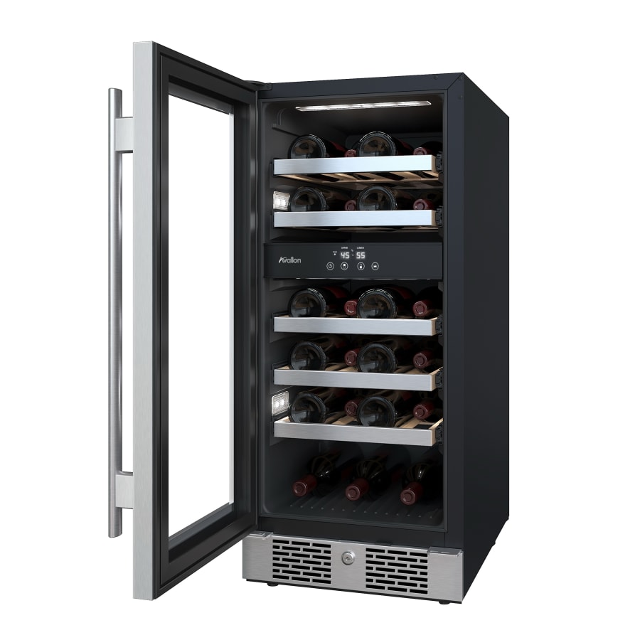 Avallon 15 Inch Wide 23 Bottle Capacity Dual Zone Wine Cooler with Left Swing Door - AWC152DZLH