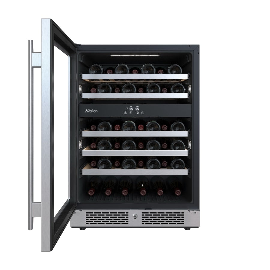 Avallon 24 Inch Wide 45 Bottle Capacity Dual Zone Wine Cooler with Left Swing Door - AWC242DZLH