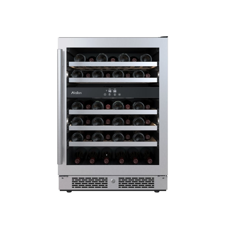 Avallon 24 Inch Wide 46 Bottle Capacity Dual Zone Wine Cooler with Right Swing Door - AWC242DZRH