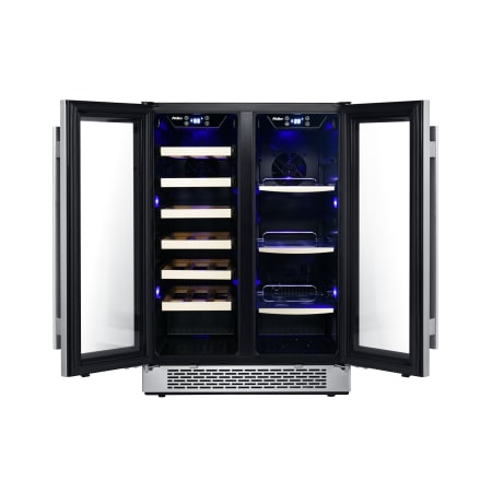 Avallon 24 Inch Wide 21 Bottle Capacity 64 Can Capacity Beverage Center with LED Lighting and Double Pane Glass - AWBC241GGFDBLSS