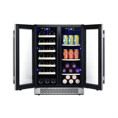 Avallon 24 Inch Wide 21 Bottle Capacity 64 Can Capacity Beverage Center with LED Lighting and Double Pane Glass - AWBC241GGFDBLSS