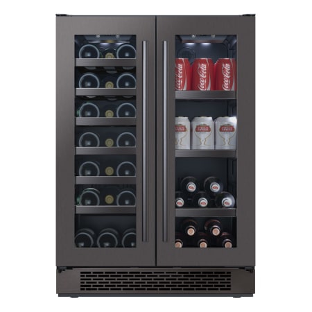 Avallon 24 Inch Wide 21 Bottle Capacity 64 Can Capacity Beverage Center with LED Lighting and Double Pane Glass - AWBC241GGFDBLSS