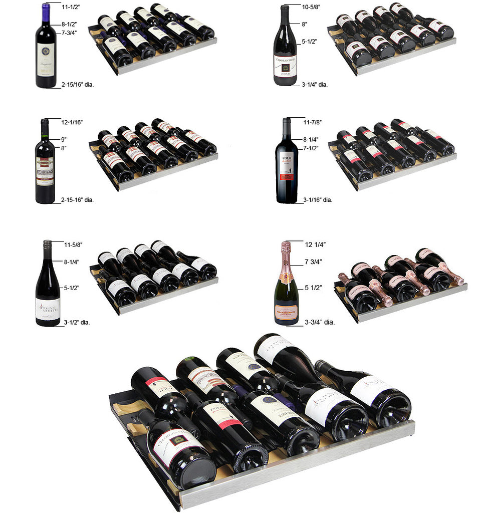 Allavino 47" Wide FlexCount II Tru-Vino 249 Bottle Three Zone Stainless Steel Side-by-Side Wine Refrigerator - 3Z-VSWR2128-S20