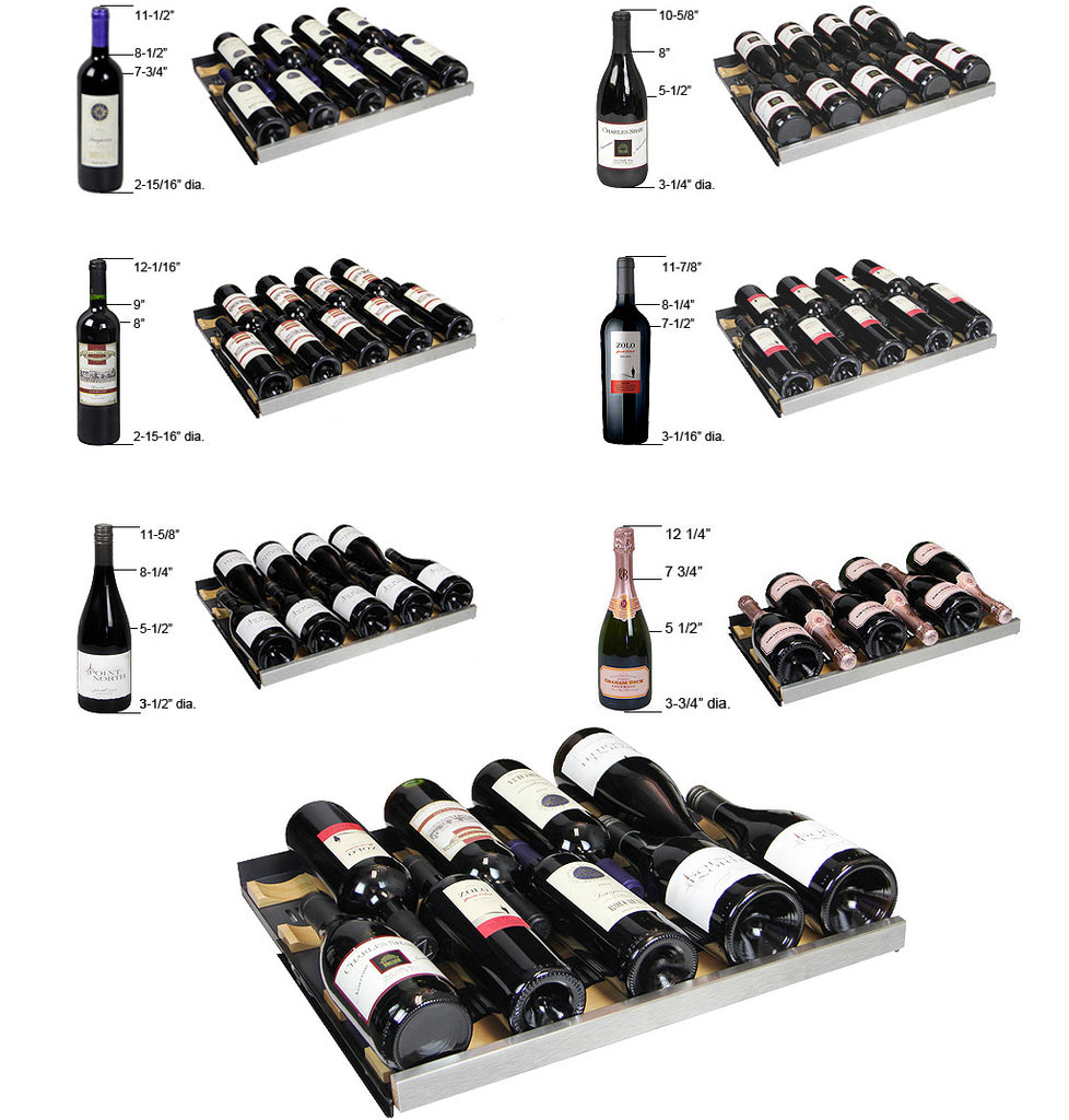 Allavino 24" Wide FlexCount II Tru-Vino 56 Bottle Dual Zone Stainless Steel Left Hinge Wine Refrigerator - VSWR56-2SL20