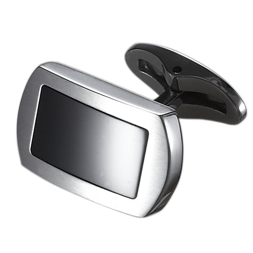 Caseti Charlie Tango Stainless Steel and Black Onyx Cuff Links - Wine Cooler City