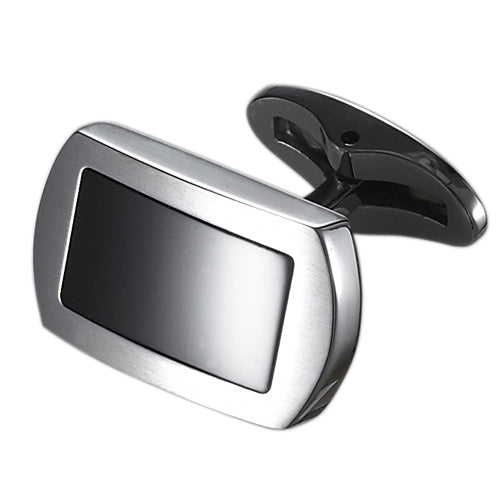 Caseti Charlie Tango Stainless Steel and Black Onyx Cuff Links - Wine Cooler City