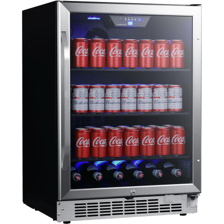 EdgeStar 24 Inch Wide 142 Can Built-In Beverage Cooler with Tinted Door and LED Lighting - CBR1502SG - Wine Cooler City