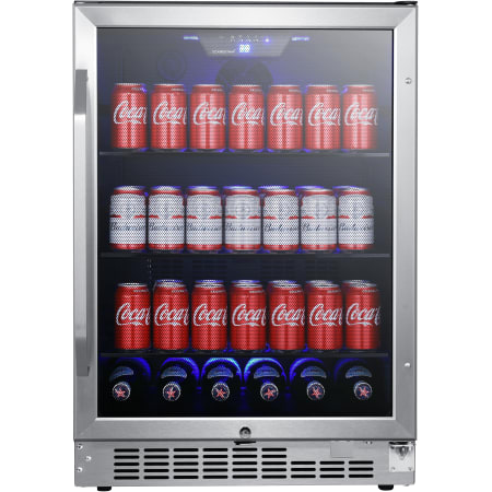 EdgeStar 24 Inch Wide 142 Can Built-In Beverage Cooler with Tinted Door and LED Lighting - CBR1502SG - Wine Cooler City
