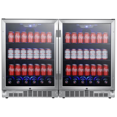 EdgeStar 47 Inch Wide 284 Can Built-In Side-by-Side Beverage Cooler with LED Lighting - CBR1502SGDUAL - Wine Cooler City