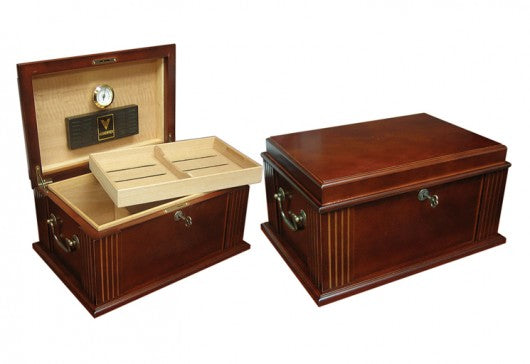 Prestige Import Group Caesar Classic Antique Cigar Humidor - Holds Up to 50 Capacity - Color: French Antique Walnut