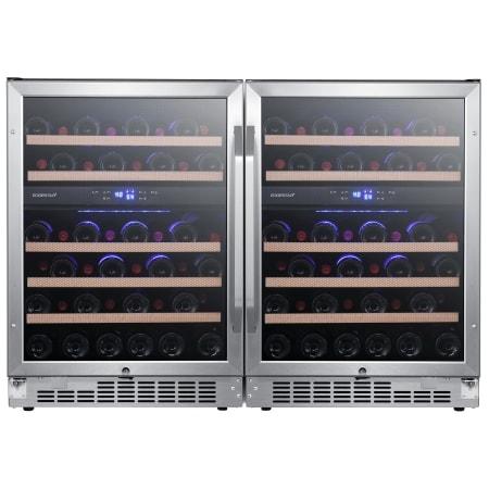 EdgeStar 47 Inch Wide 92 Bottle Built-In Side-by-Side Wine Cooler with 4 Cooling Zones and LED Lighting Model: CWR462DZDUAL