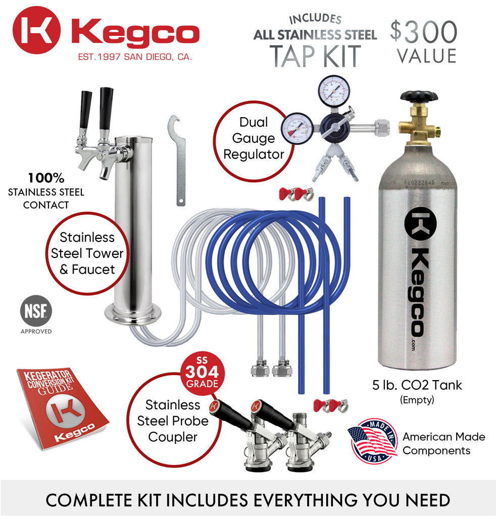 Kegco 24" Wide Dual Tap Stainless Steel Digital Kegerator - K309SS-2NK - Wine Cooler City