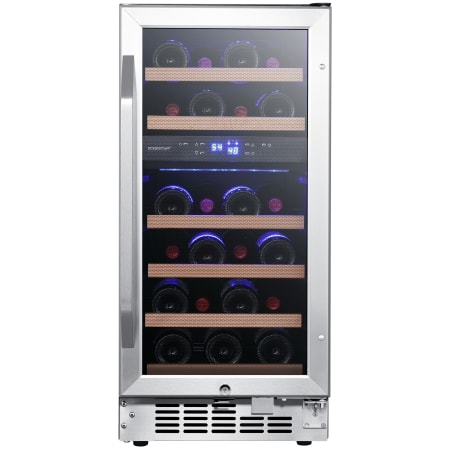 EdgeStar 15 Inch Wide 26 Bottle Built-In Dual Zone Wine Cooler with Reversible Door and LED Lighting - CWR263DZ - Wine Cooler City