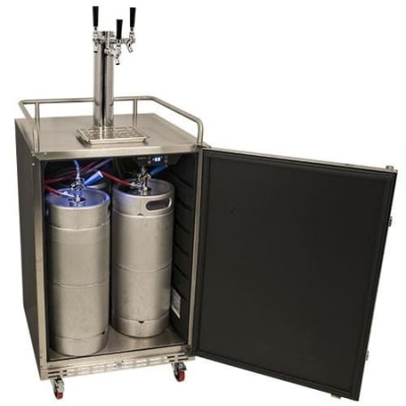 EdgeStar 24 Inch Wide Triple Tap Kegerator for Full Size Kegs with Electronic Control Panel - KC7000BLTRIP - Wine Cooler City