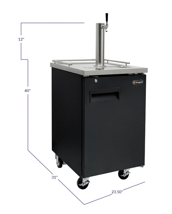 Kegco 24" Wide Homebrew Single Tap Black Commercial Kegerator - HBK1XB-1