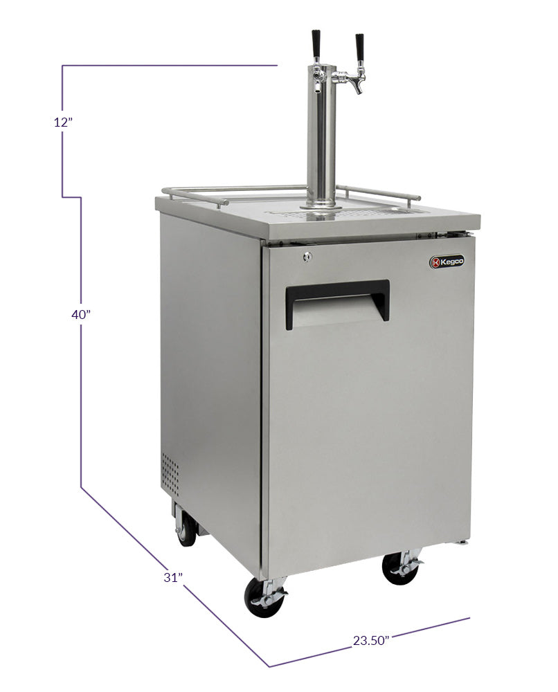 Kegco 24" Wide Homebrew Dual Tap Stainless Steel Commercial Kegerator - HBK1XS-2