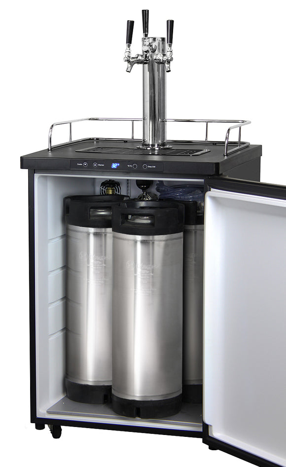 Kegco 24" Wide Homebrew Triple Tap Black Digital Kegerator - HBK309B-3NK - Wine Cooler City