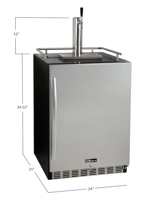 Kegco 24" Wide Kombucha Single Tap Black Commercial Built-In Right Hinge Kegerator - KOMHK38BSU-1