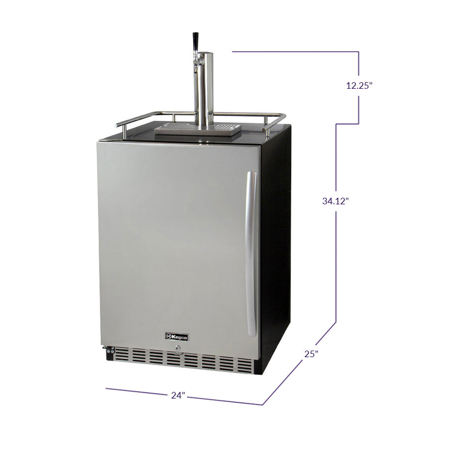 Kegco 24" Wide Single Tap Stainless Steel Built-In Digital Left Hinge Kegerator with Kit - HK38BSU-L-1 - Wine Cooler City