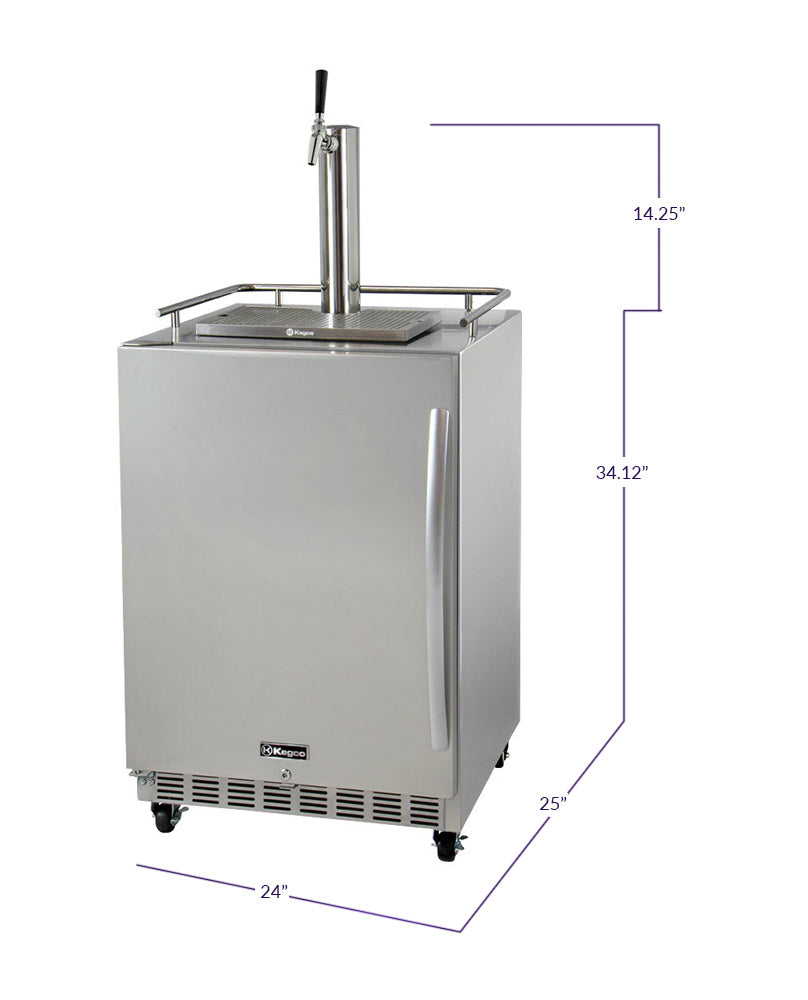Kegco 24" Wide Single Tap Commercial Outdoor Left Hinge Kegerator with Kit - HK38SSC-L-1 - Wine Cooler City