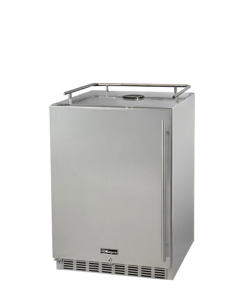 Kegco 24" Wide All Stainless Steel Outdoor Commercial Left Hinge Kegerator - Cabinet Only - HK-38-SS-L