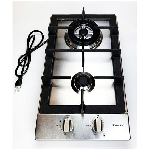 Magic Chef 12" Built-In Gas Cooktop - 2 Burners - Stainless - MCSCTG12S