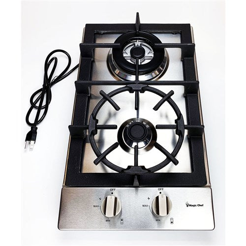 Magic Chef 12" Built-In Gas Cooktop - 2 Burners - Stainless - MCSCTG12S