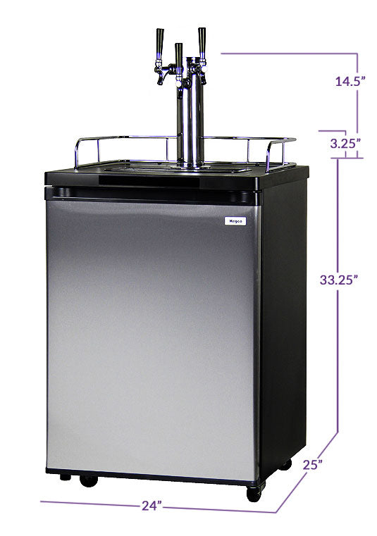 Kegco 24" Wide Triple Tap Stainless Steel Kegerator - K209SS-3NK - Wine Cooler City