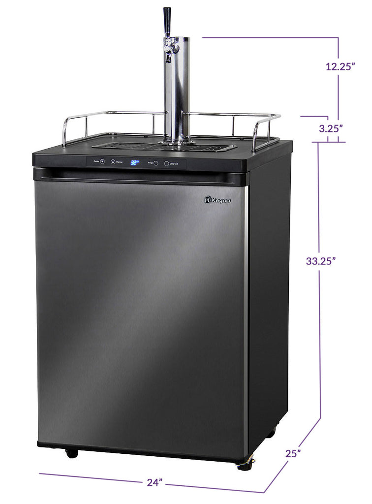 Kegco24" Wide Kombucha Single Tap Black Stainless Steel Kegerator - KOM30X-1NK