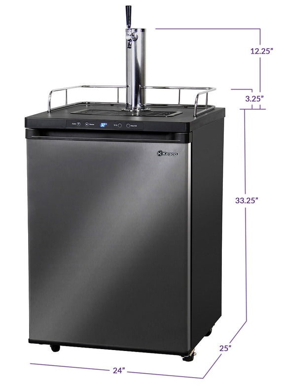 Kegco 24" Wide Cold Brew Coffee Single Tap Black Stainless Kegerator - ICK30X-1NK - Wine Cooler City
