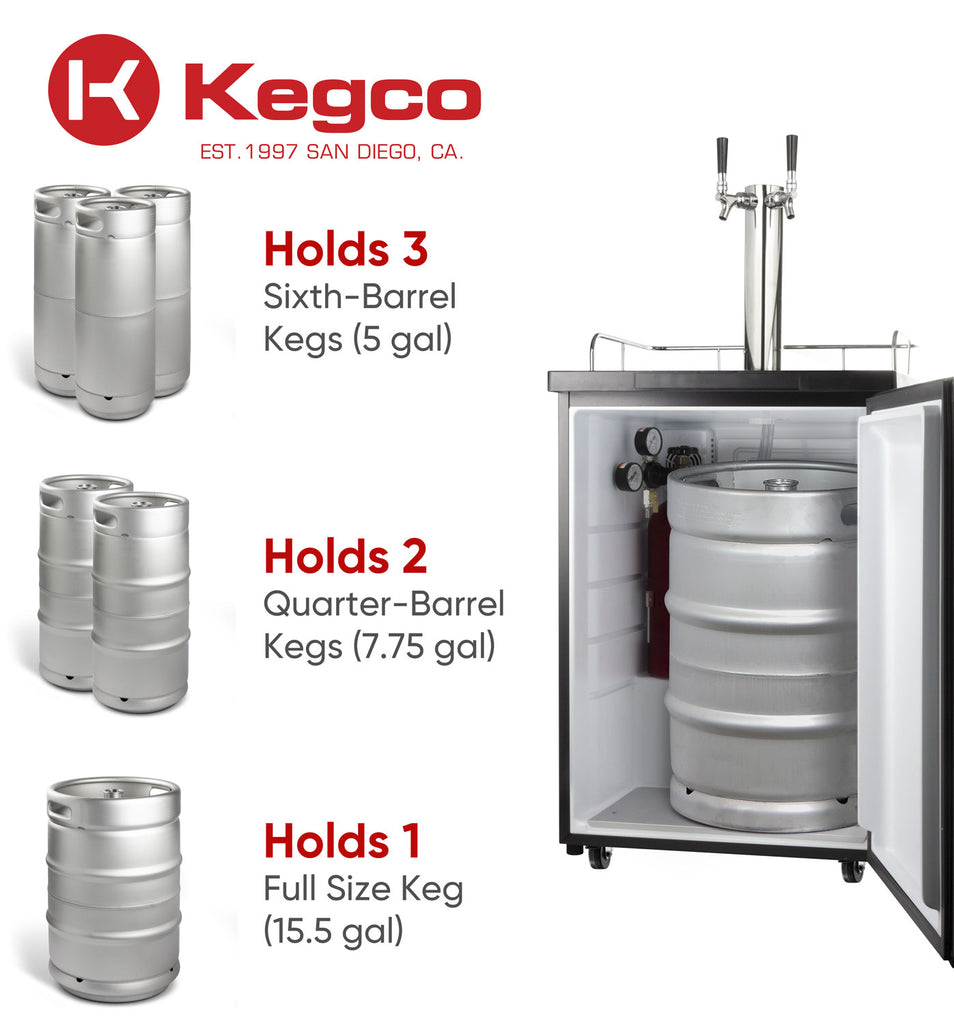 Kegco24" Wide Kombucha Dual Tap Stainless Steel Kegerator - KOM20S-2NK - Wine Cooler City