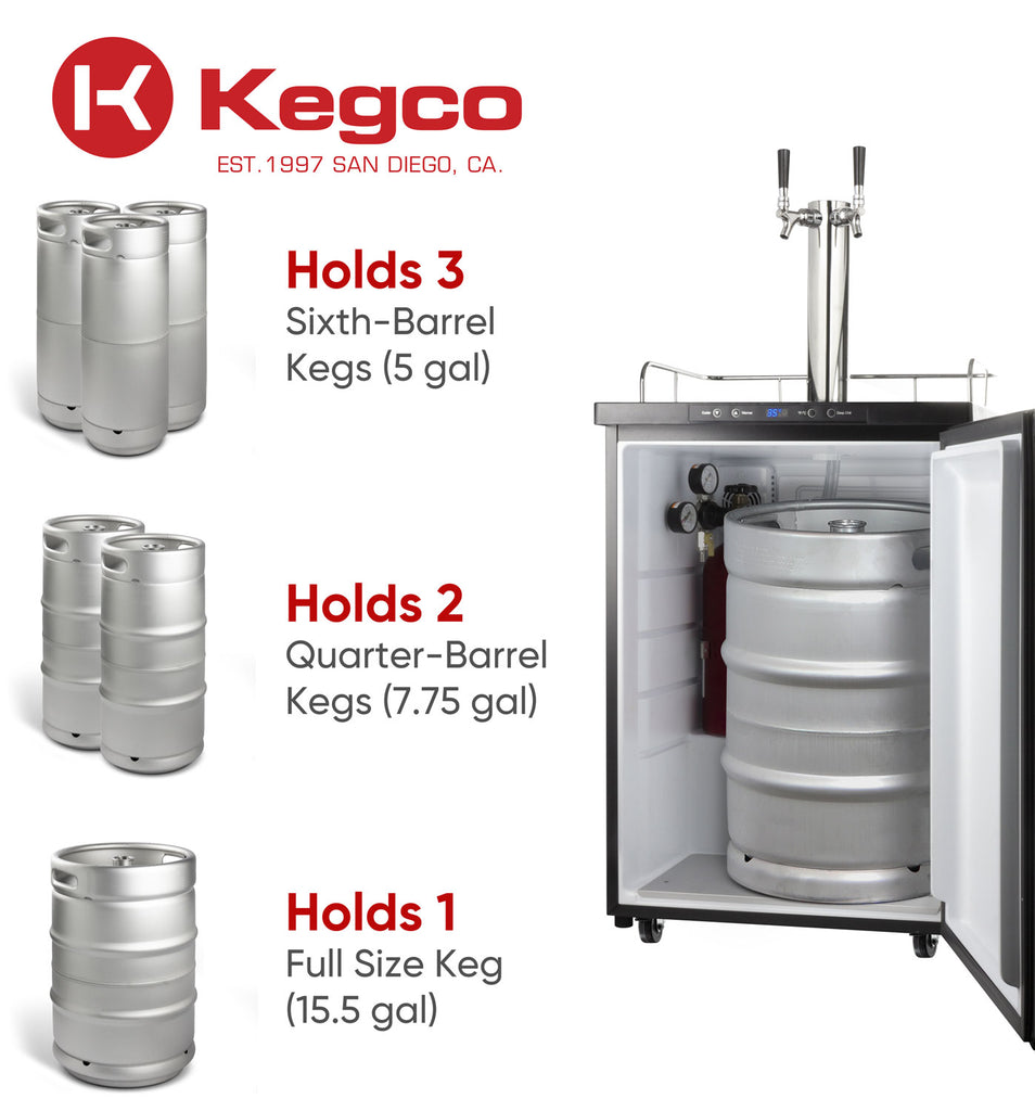 Kegco 24" Wide Kombucha Dual Tap Stainless Steel Kegerator - KOM30S-2NK - Wine Cooler City