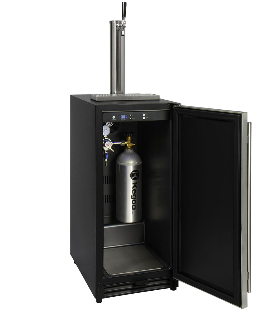 Kegco 15" Wide Single Tap Stainless Steel Built-In Right Hinge Kegerator - VSK-15SR20