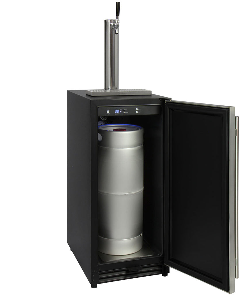 Kegco 15" Wide Single Tap Stainless Steel Built-In Right Hinge Kegerator - VSK-15SR20