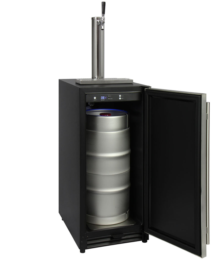 Kegco 15" Wide Single Tap Stainless Steel Built-In Right Hinge Kegerator - VSK-15SR20